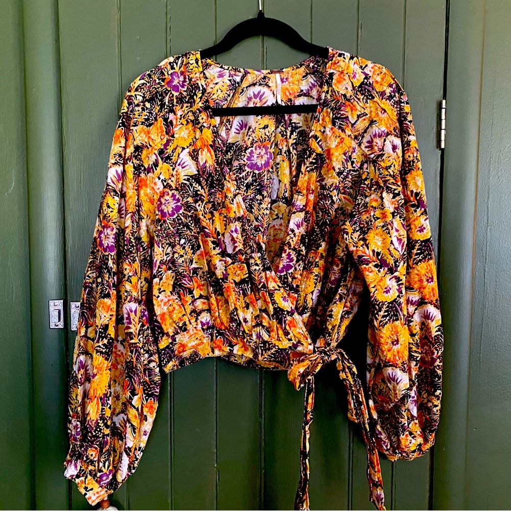 Free People Floral Wrap Blouse - Multicolor